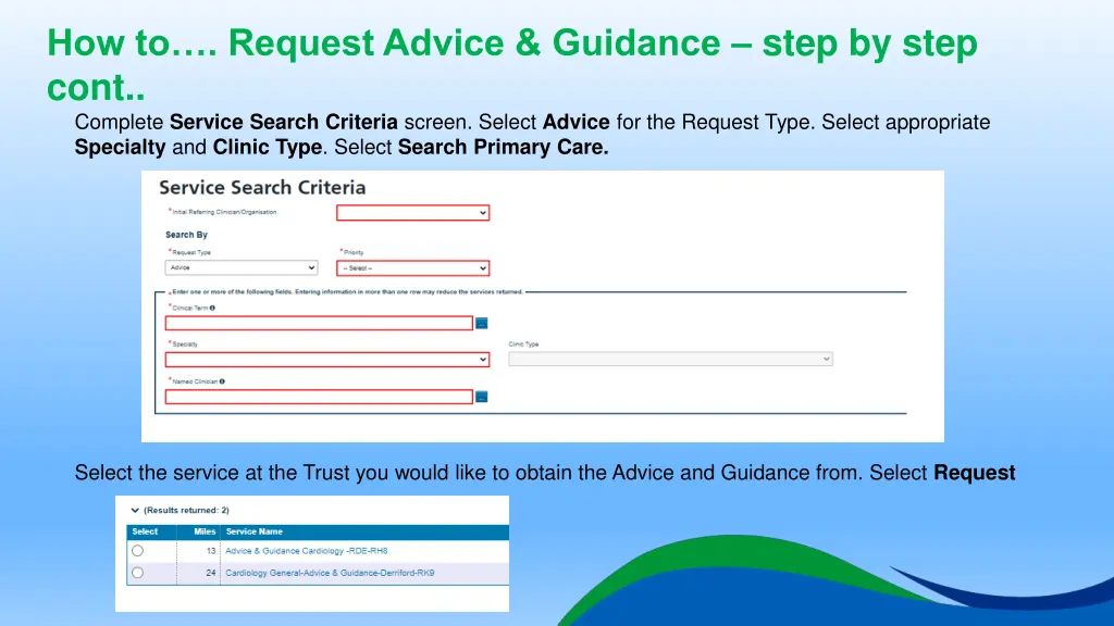 how to request advice guidance step by step cont