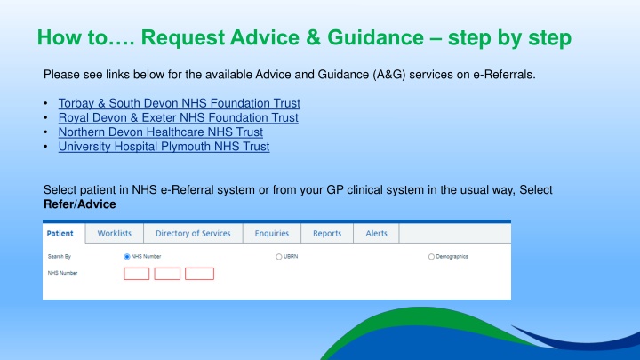 how to request advice guidance step by step