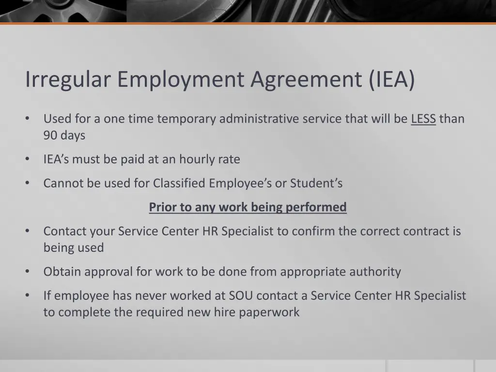 irregular employment agreement iea