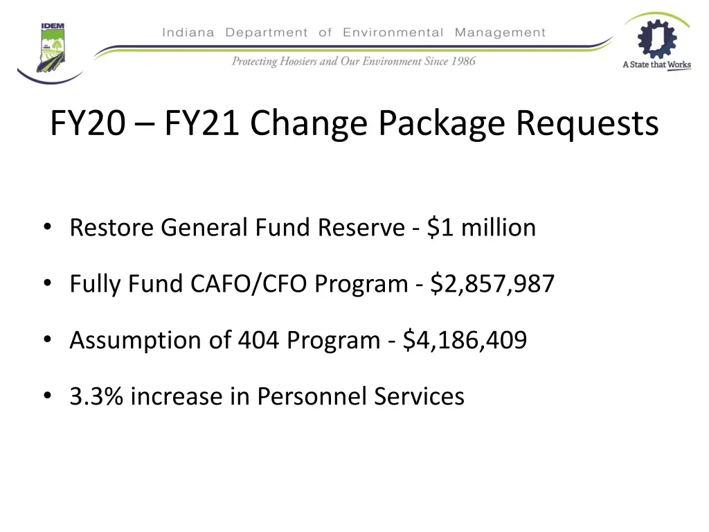 fy20 fy21 change package requests