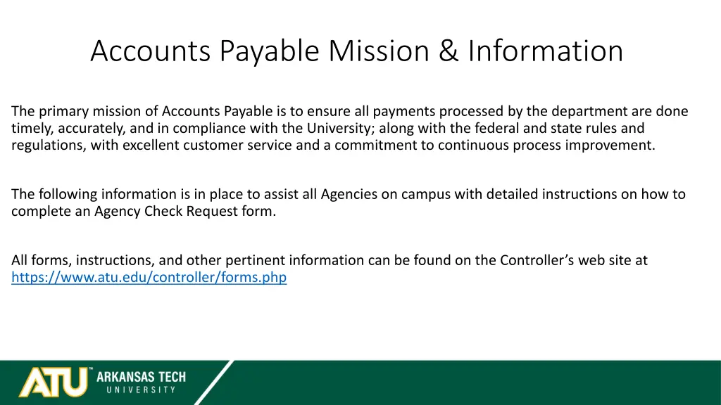 accounts payable mission information