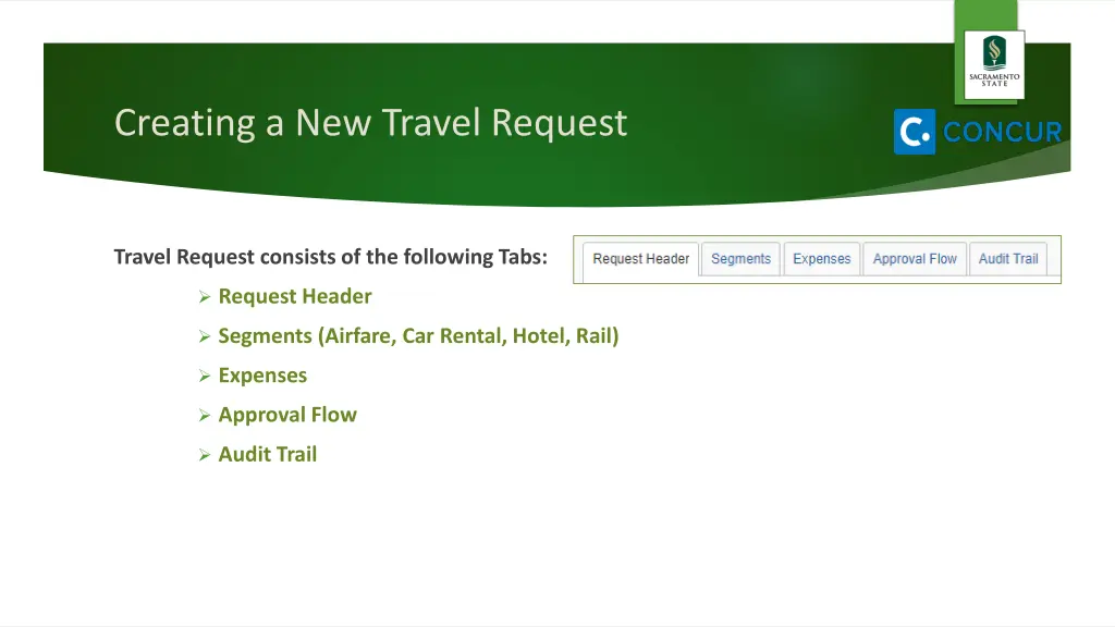 creating a new travel request