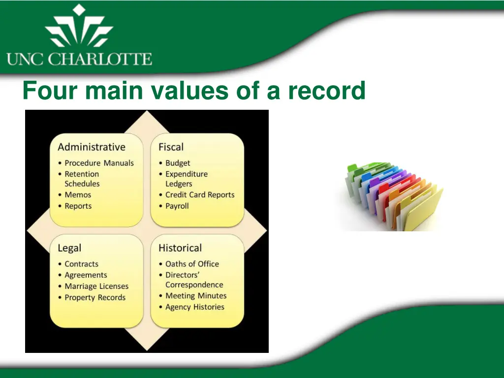 four main values of a record