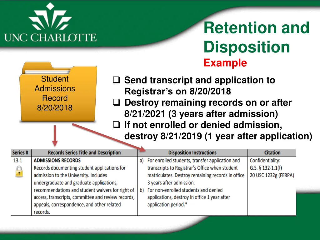 retention and disposition example 2