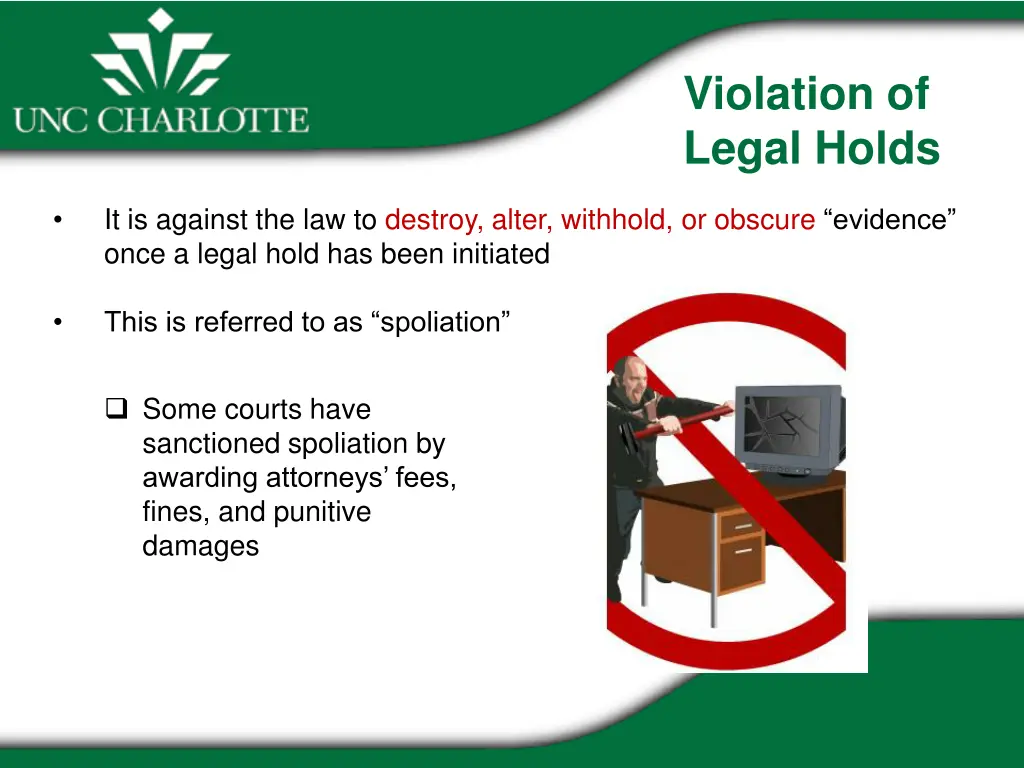 violation of legal holds