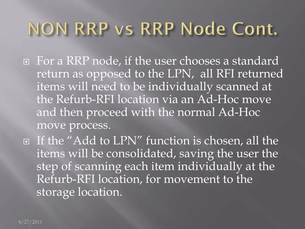 for a rrp node if the user chooses a standard