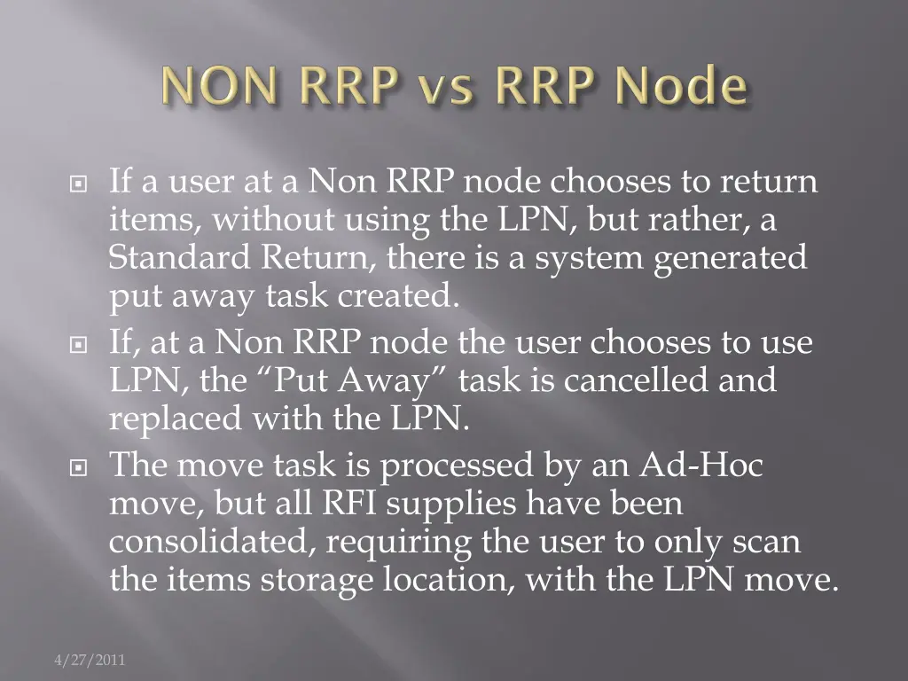 if a user at a non rrp node chooses to return