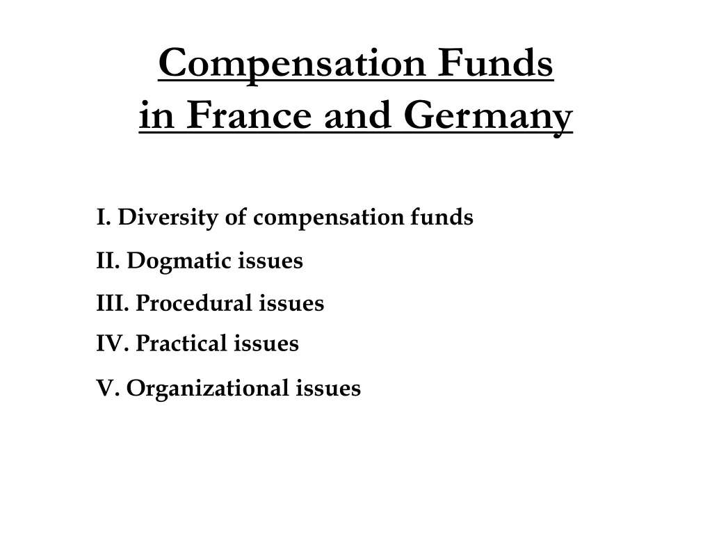 compensation funds in france and germany