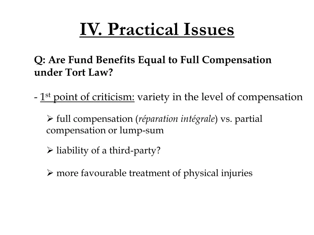 iv practical issues