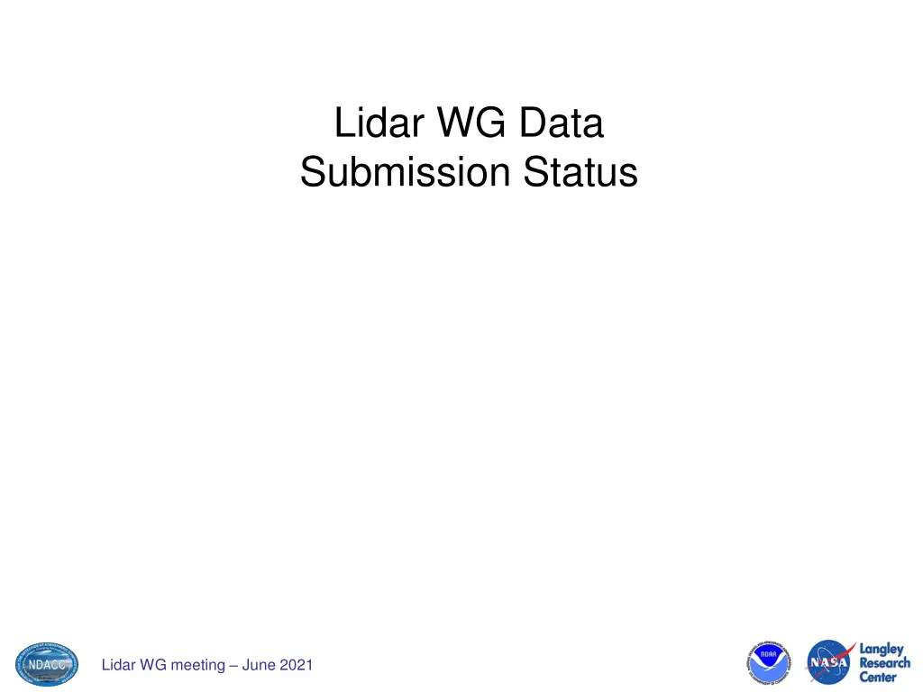 lidar wg data submission status