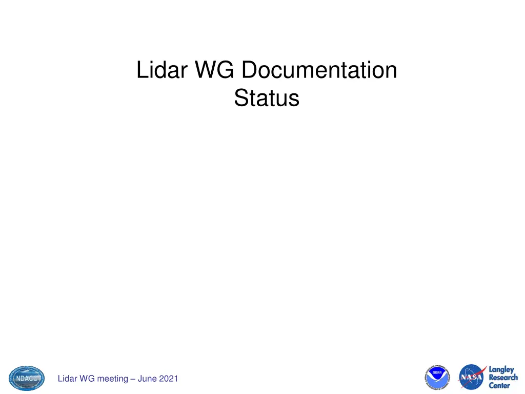 lidar wg documentation status