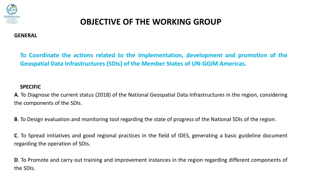 objective of the working group