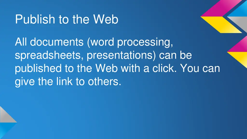 publish to the web