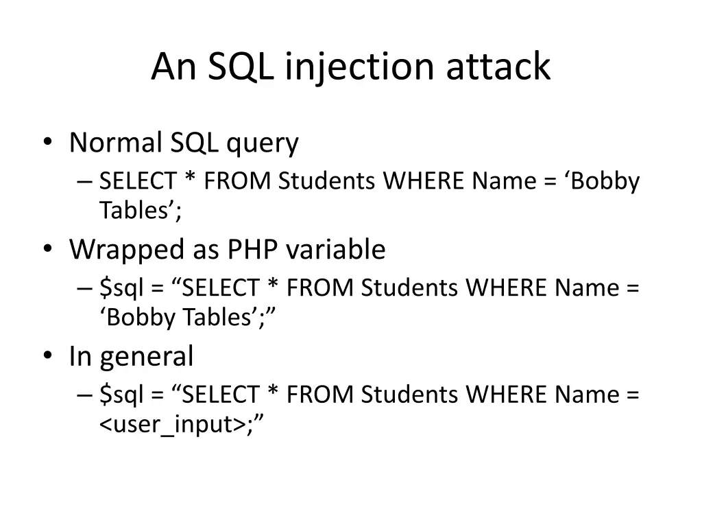 an sql injection attack