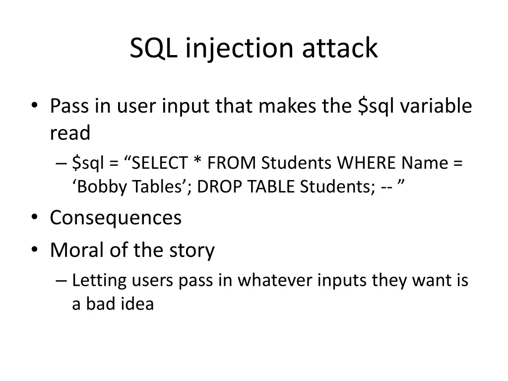 sql injection attack