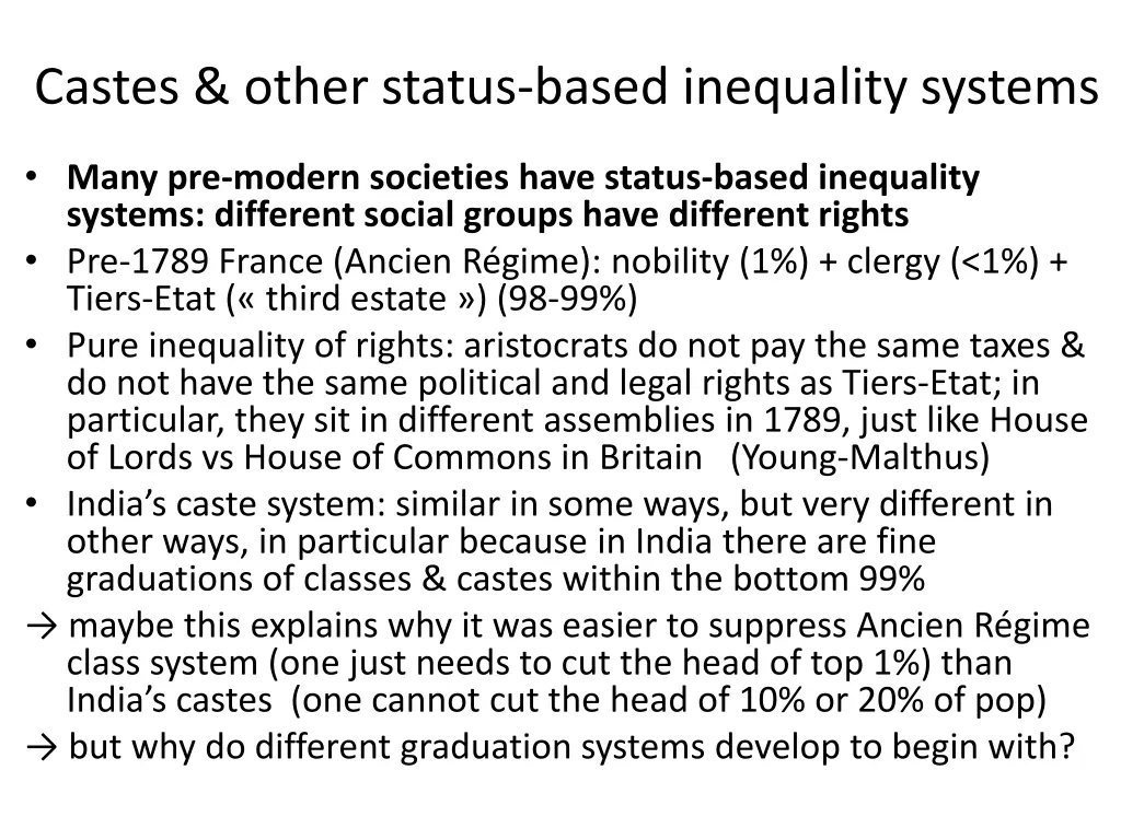 castes other status based inequality systems