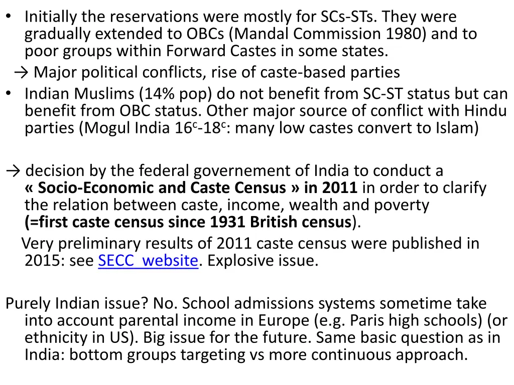 initially the reservations were mostly