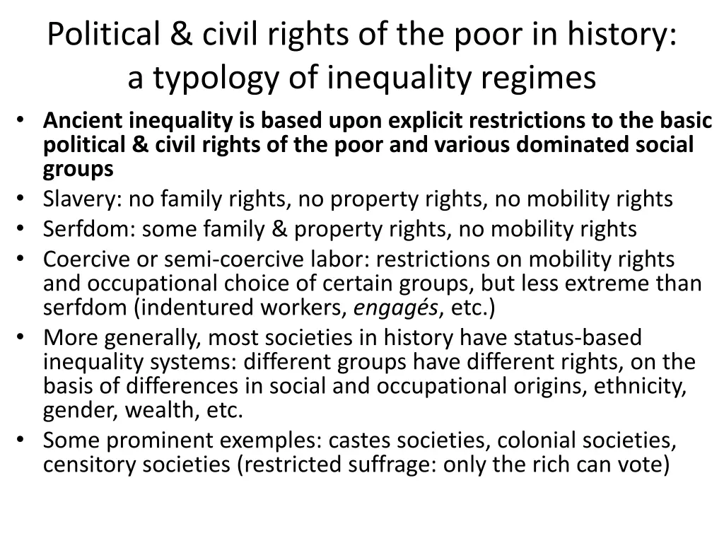 political civil rights of the poor in history