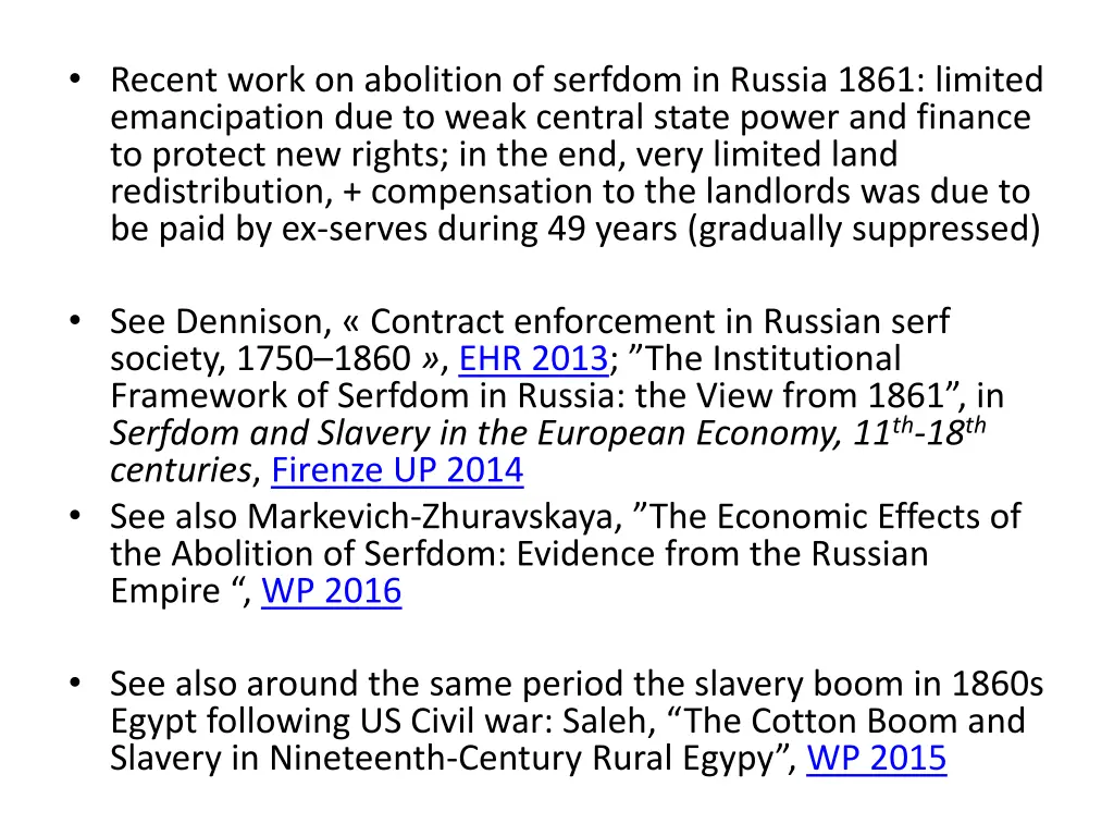 recent work on abolition of serfdom in russia