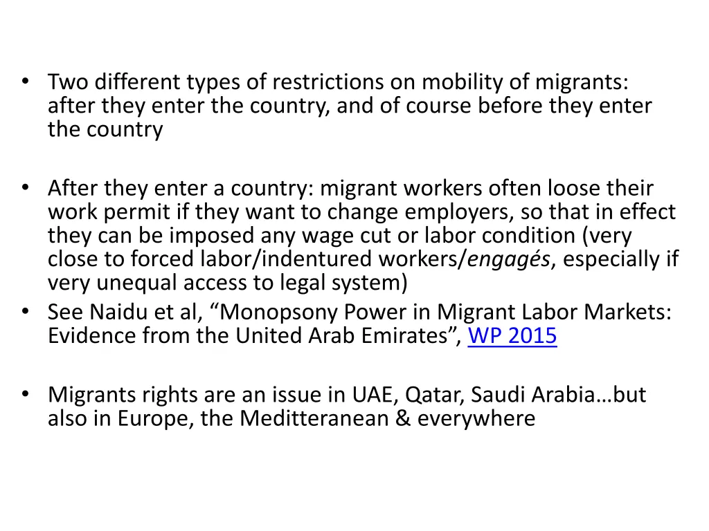 two different types of restrictions on mobility