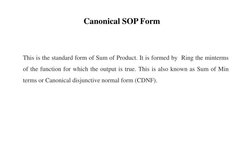 canonical sop form