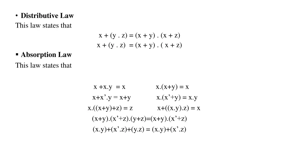 distributive law this law states that