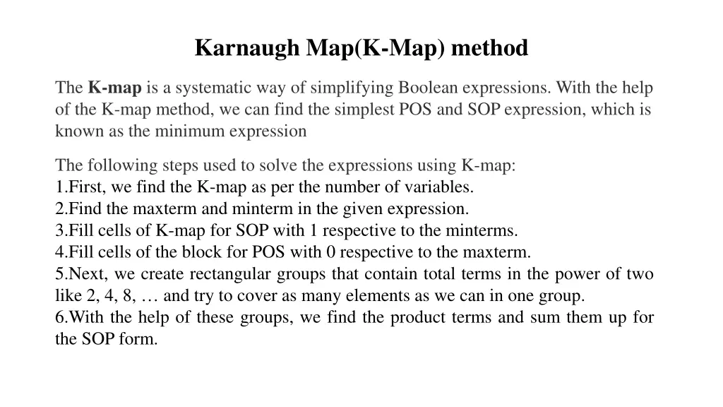 karnaugh map k map method