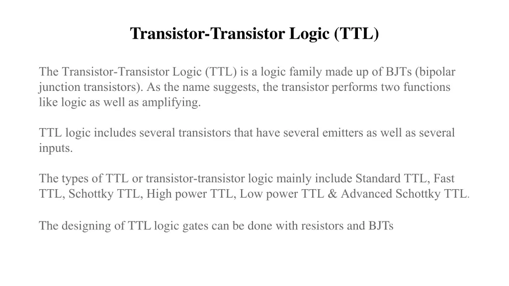 transistor transistor logic ttl