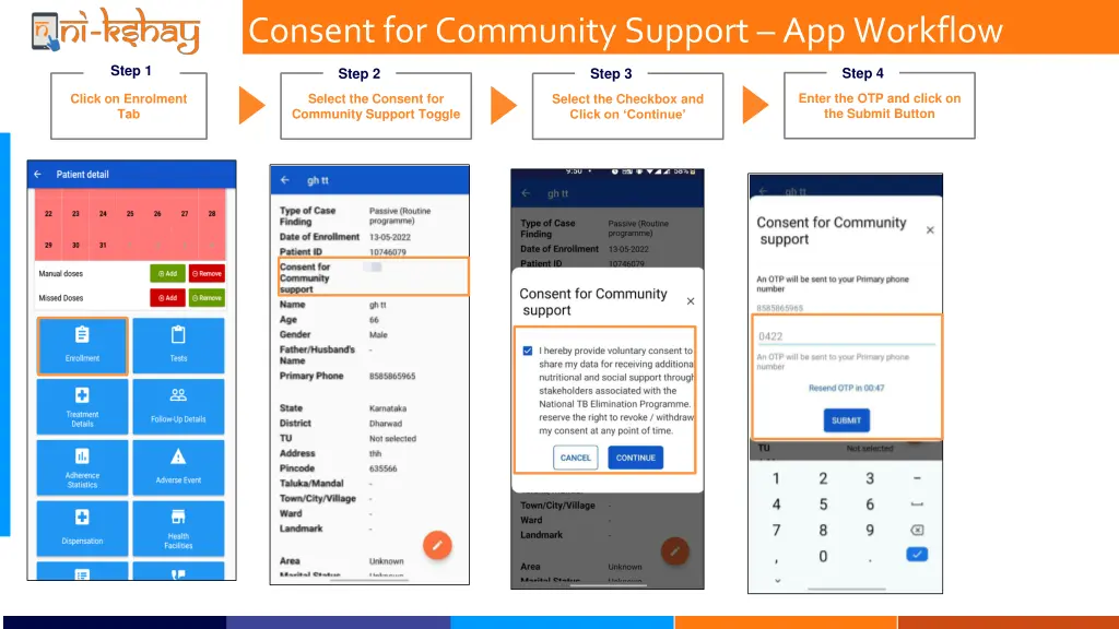 consent for community support app workflow