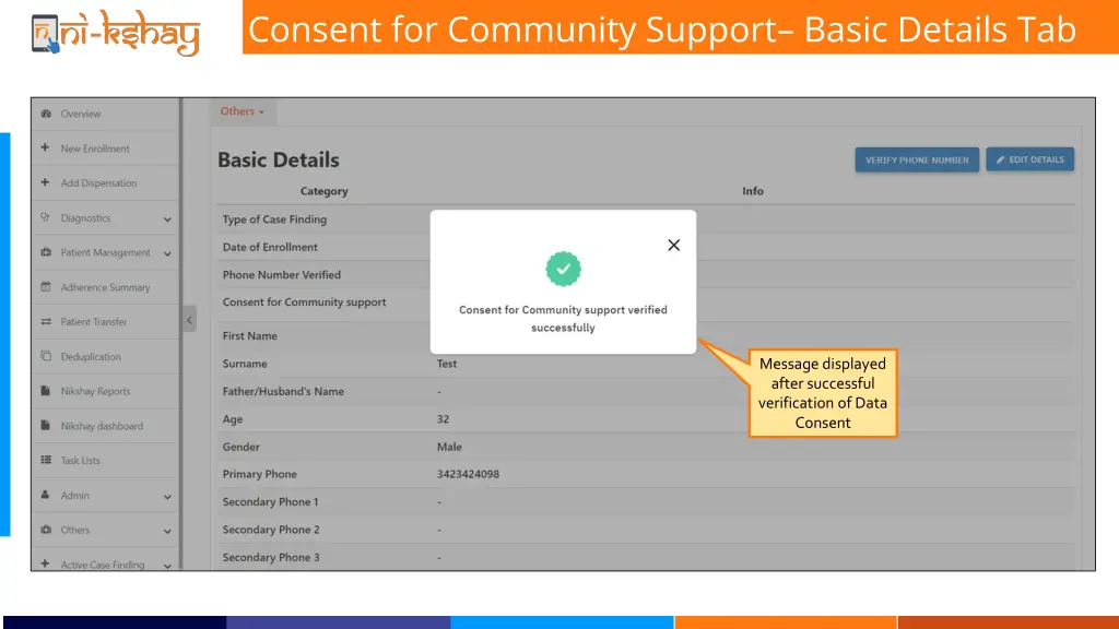 consent for community support basic details tab 5