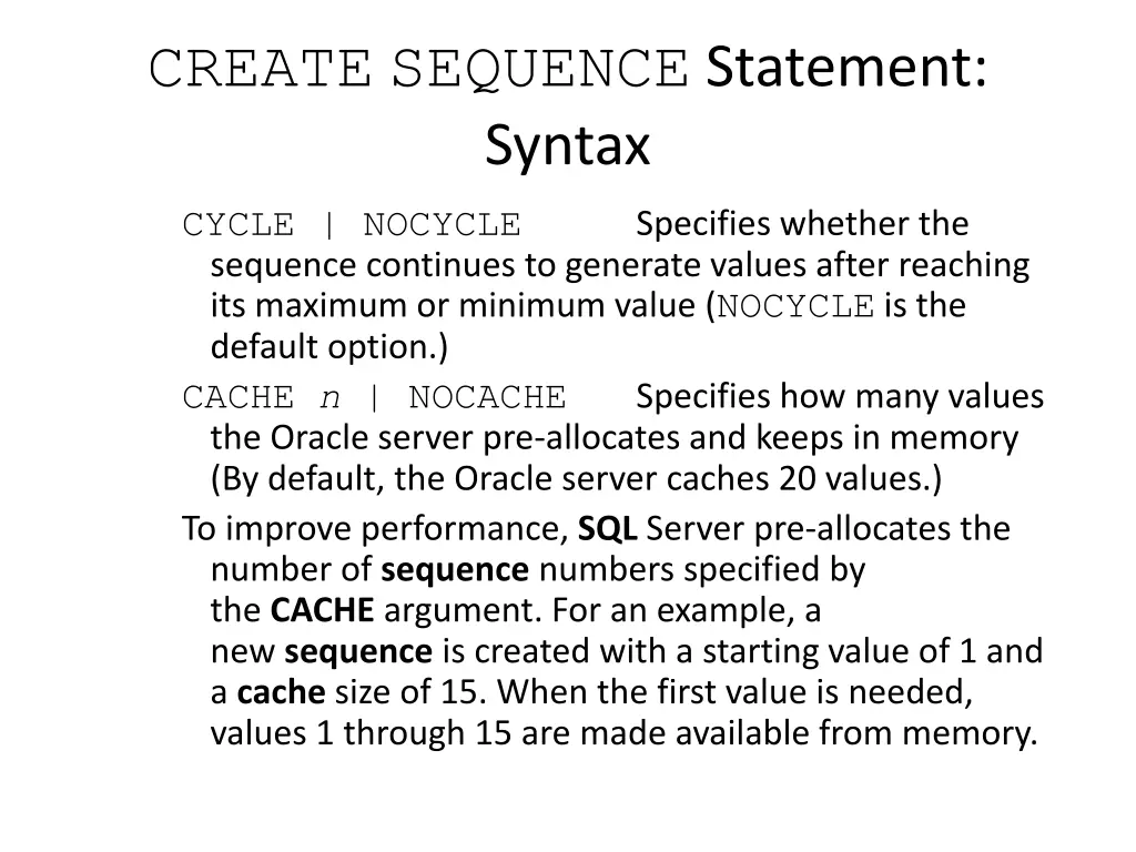 create sequence statement syntax