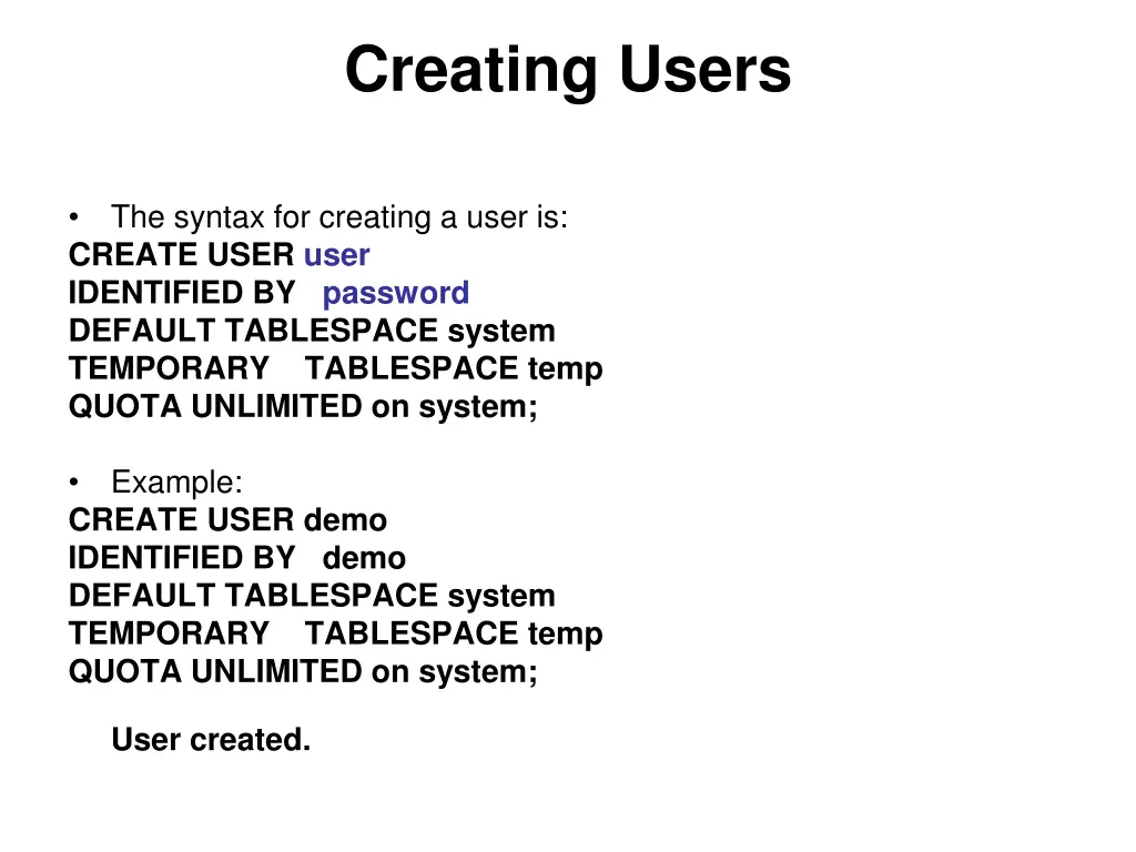 creating users 1