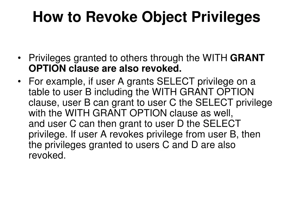 how to revoke object privileges 2