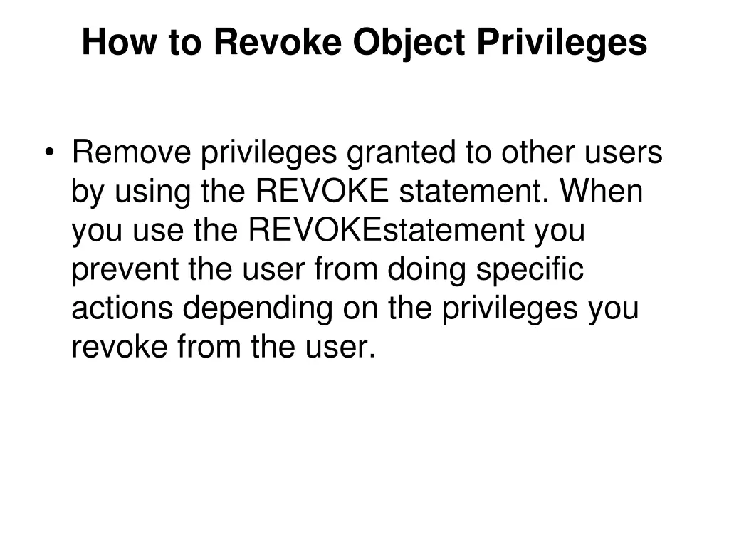 how to revoke object privileges