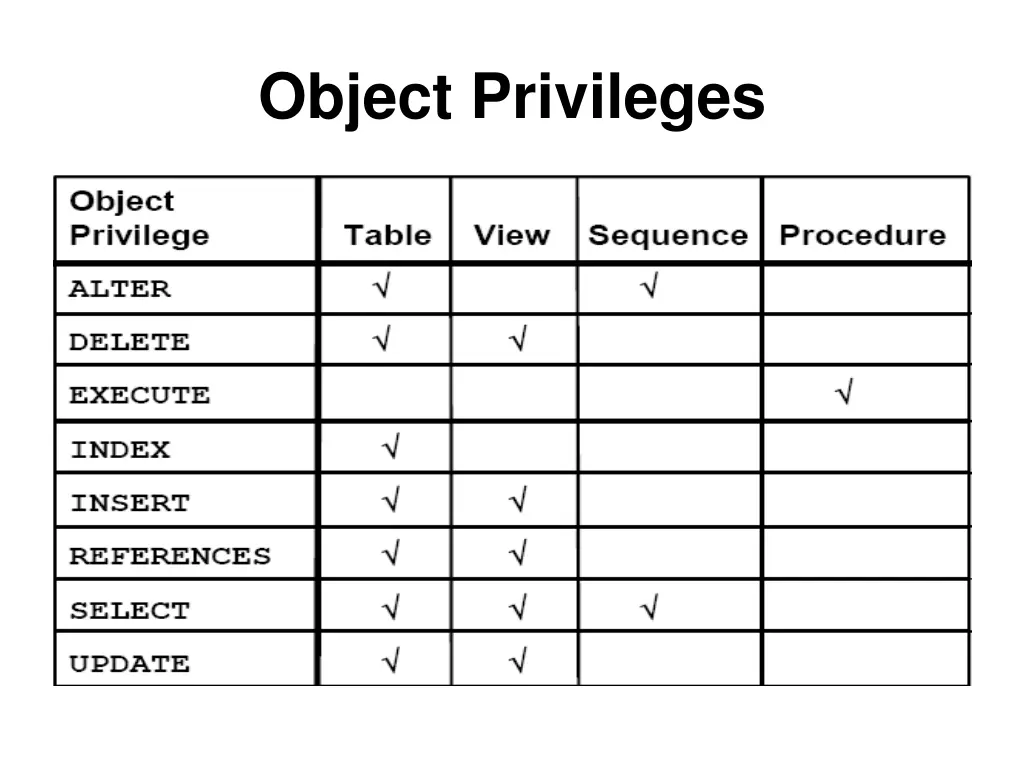 object privileges 1