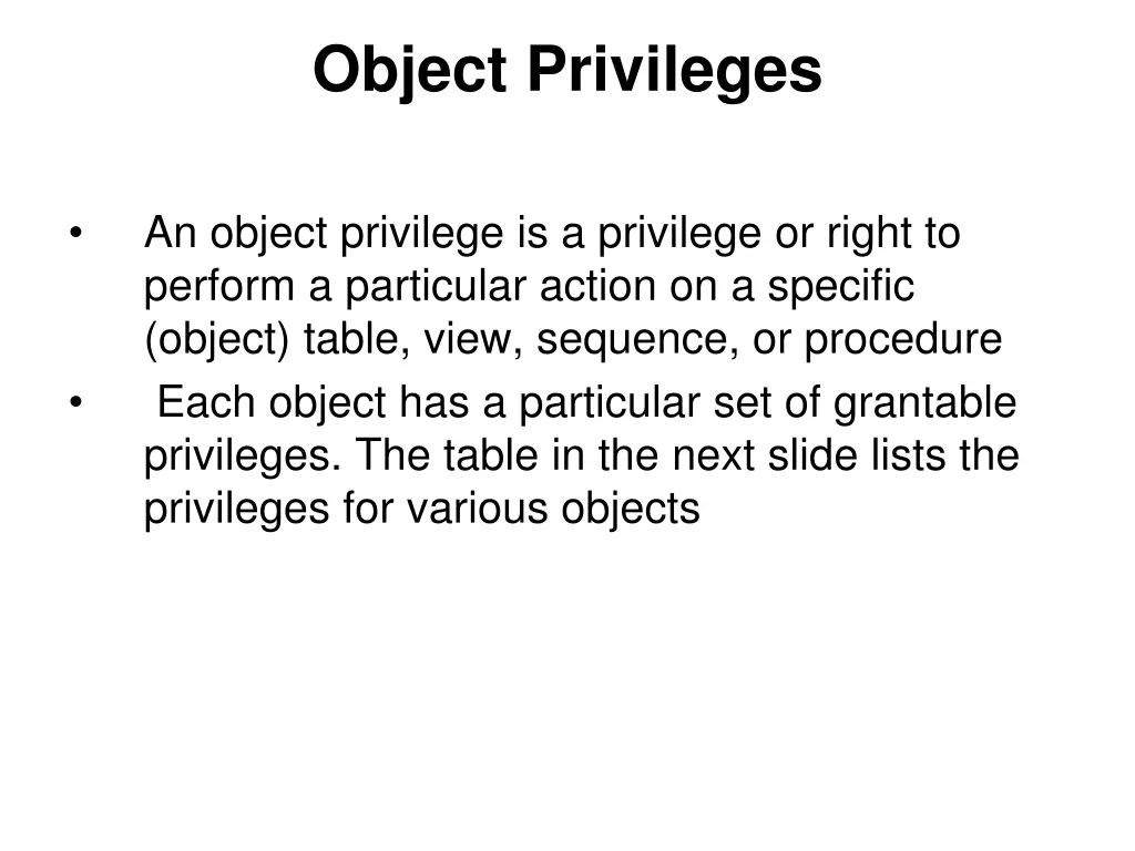 object privileges