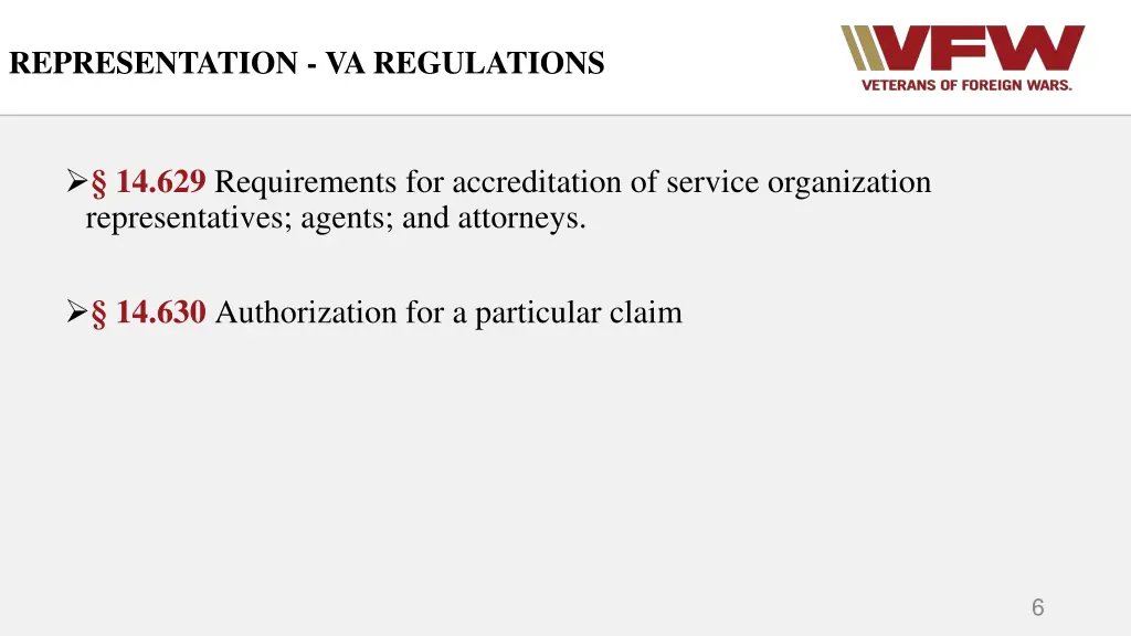 representation va regulations 1