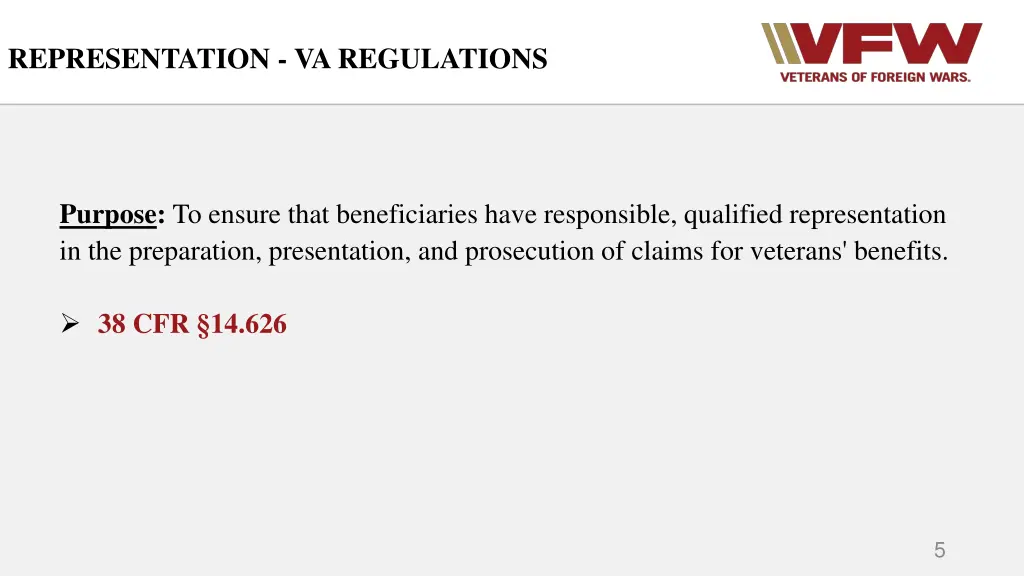 representation va regulations