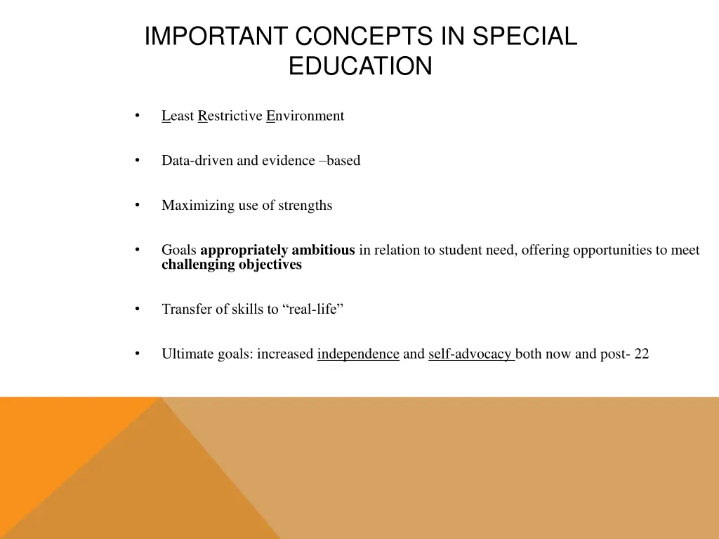 important concepts in special education