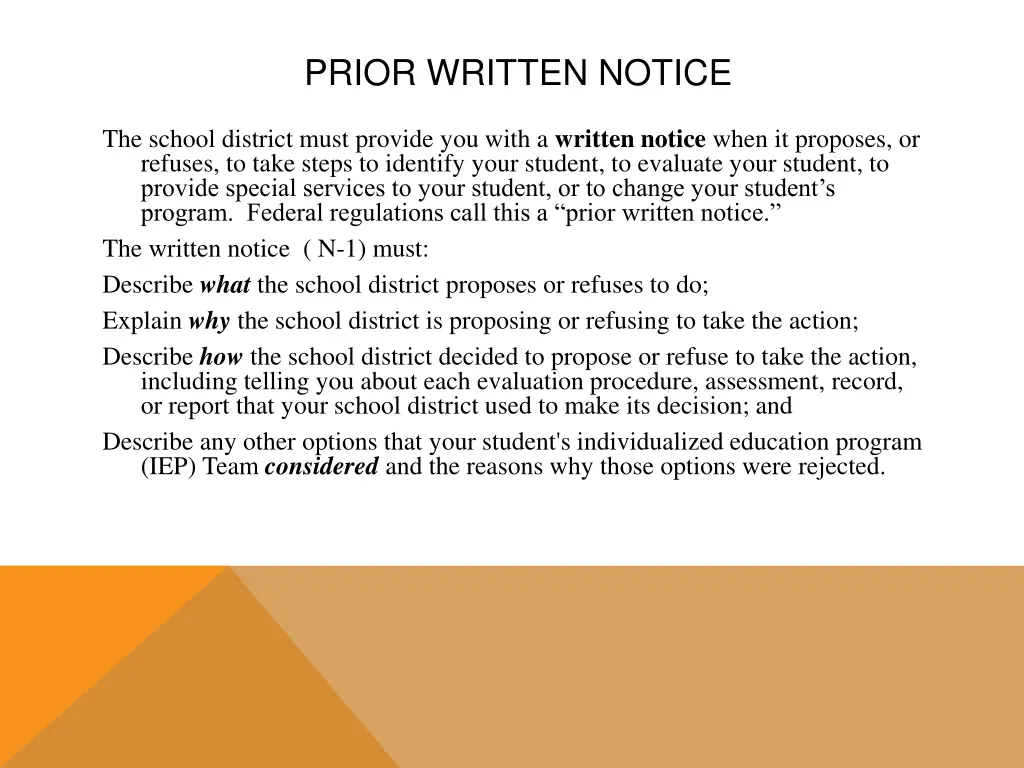 prior written notice