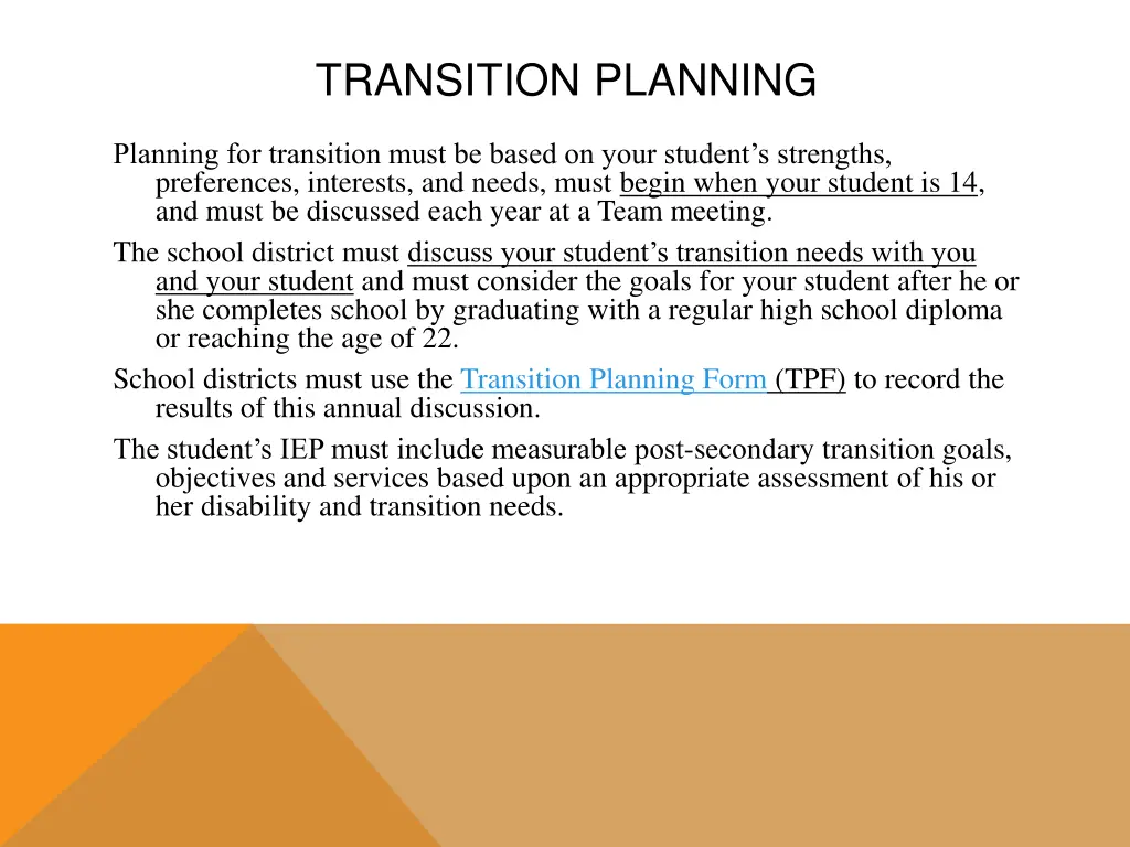 transition planning