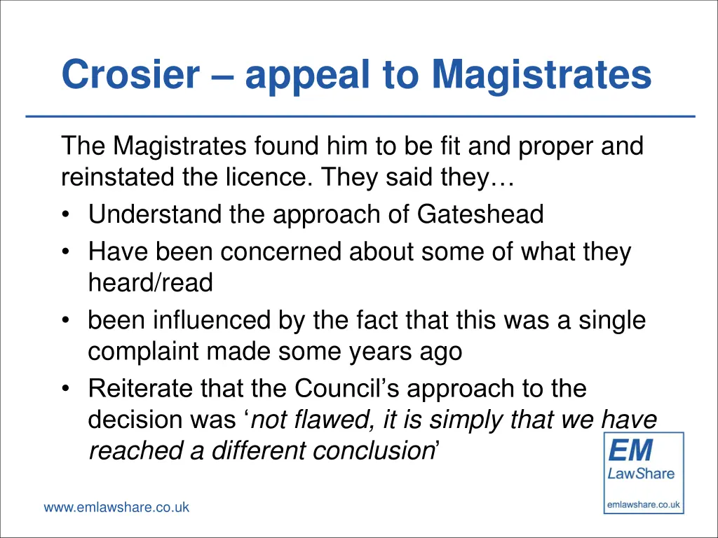 crosier appeal to magistrates