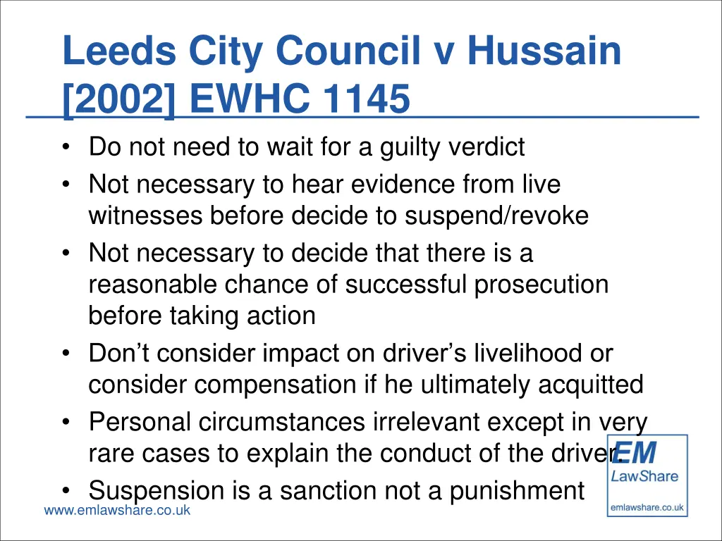 leeds city council v hussain 2002 ewhc 1145