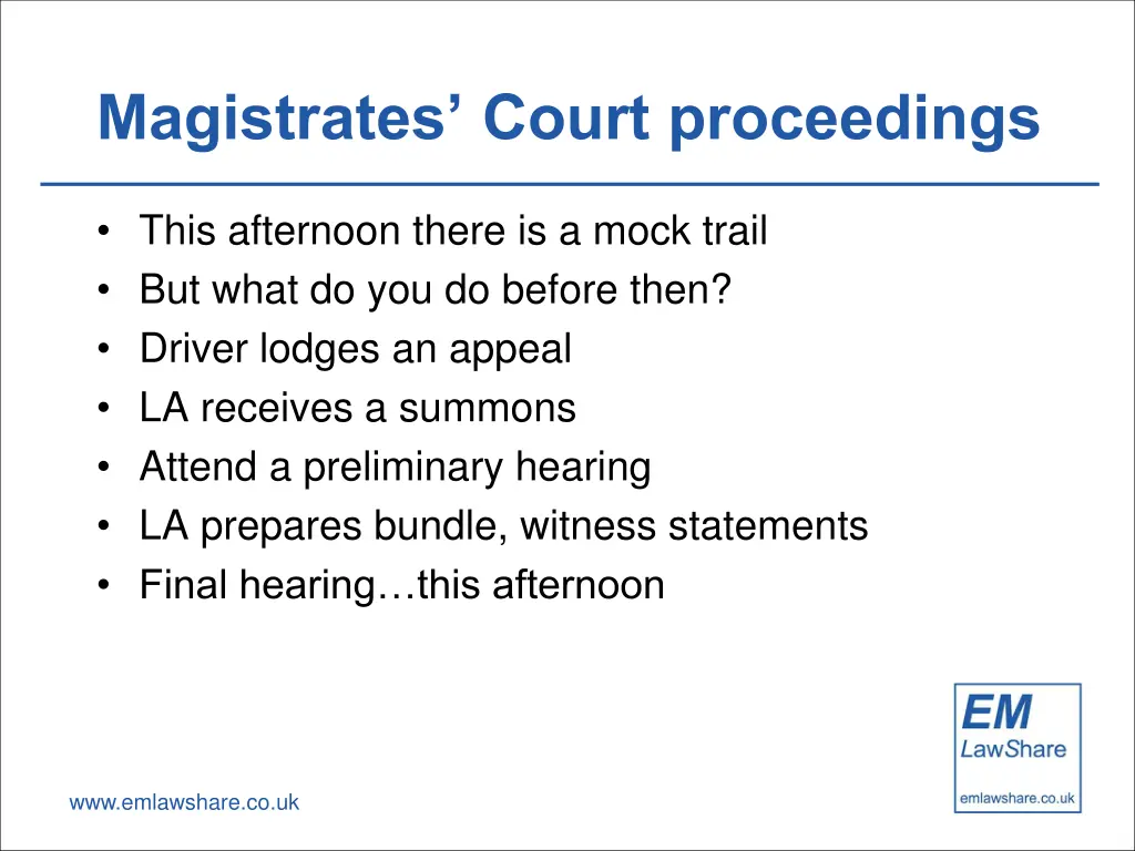 magistrates court proceedings