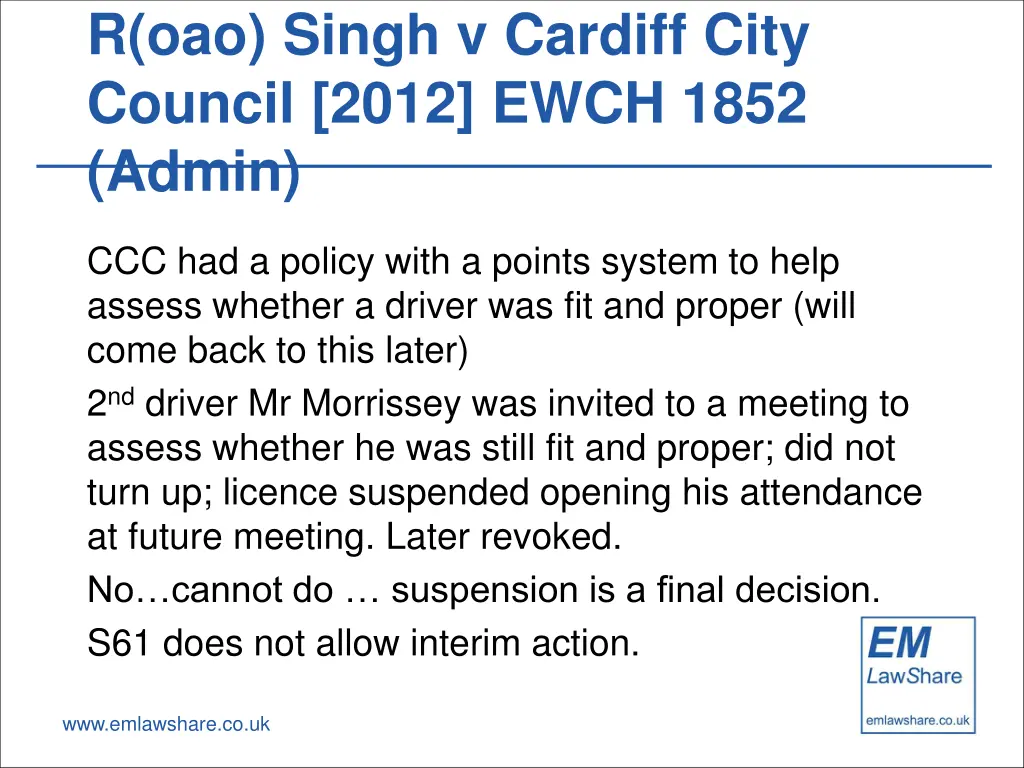 r oao singh v cardiff city council 2012 ewch 1852