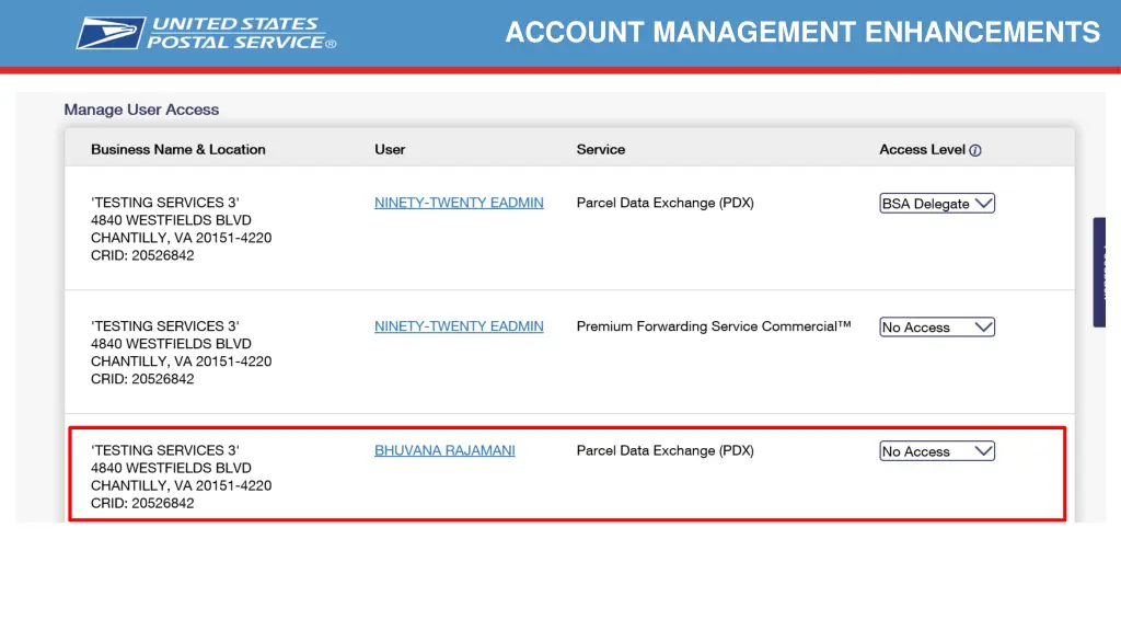 account management enhancements