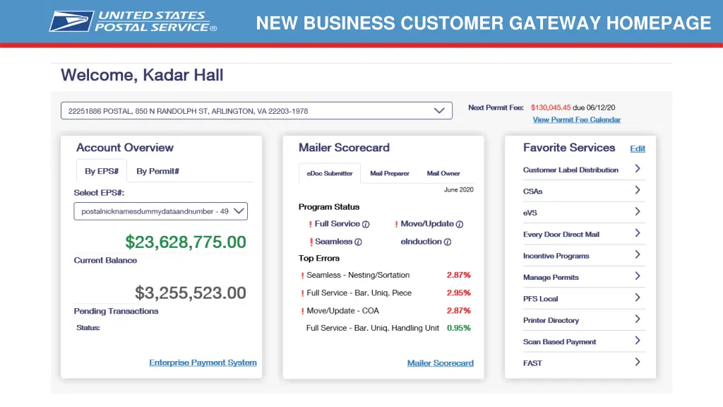 new business customer gateway homepage