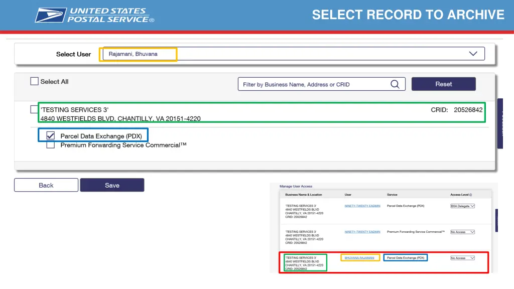 select record to archive