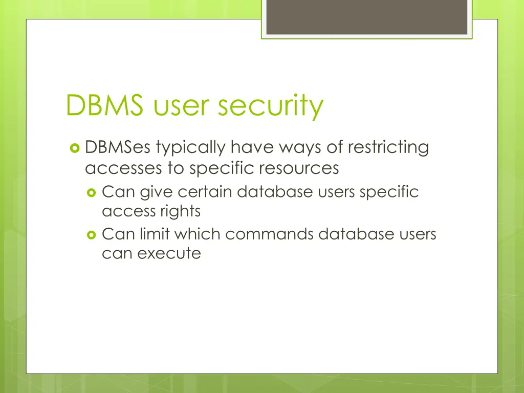 dbms user security