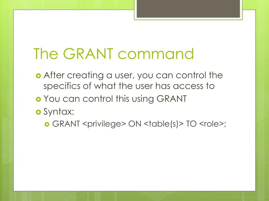 the grant command